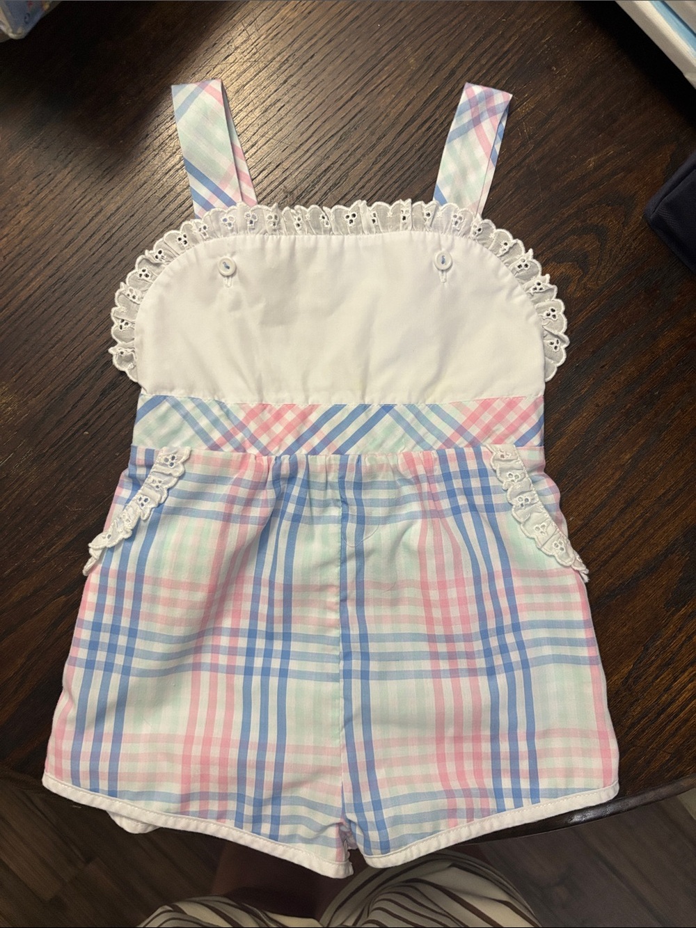 The Beaufort Bonnet Company Pastel Plaid Romper - Pink Blue Green